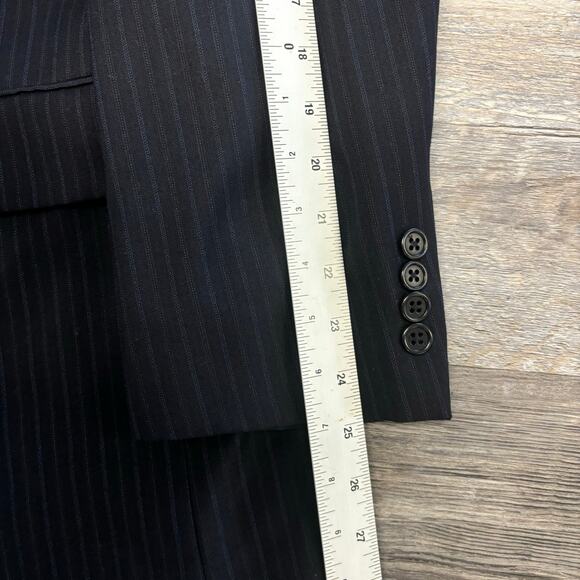 Daniel Cremieux Striped Blue Black Mens 42R Loro Piana Suit Sport Coat Blazer - Picture 12 of 13